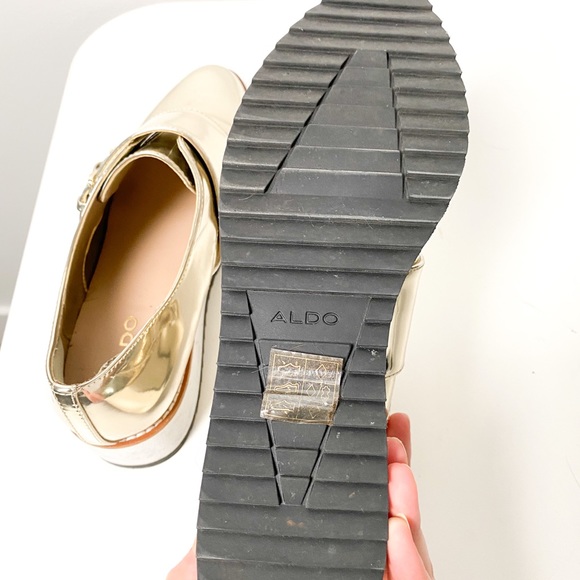 Gold Platform Oxford Loafers sz 7.5 - Picture 7 of 9